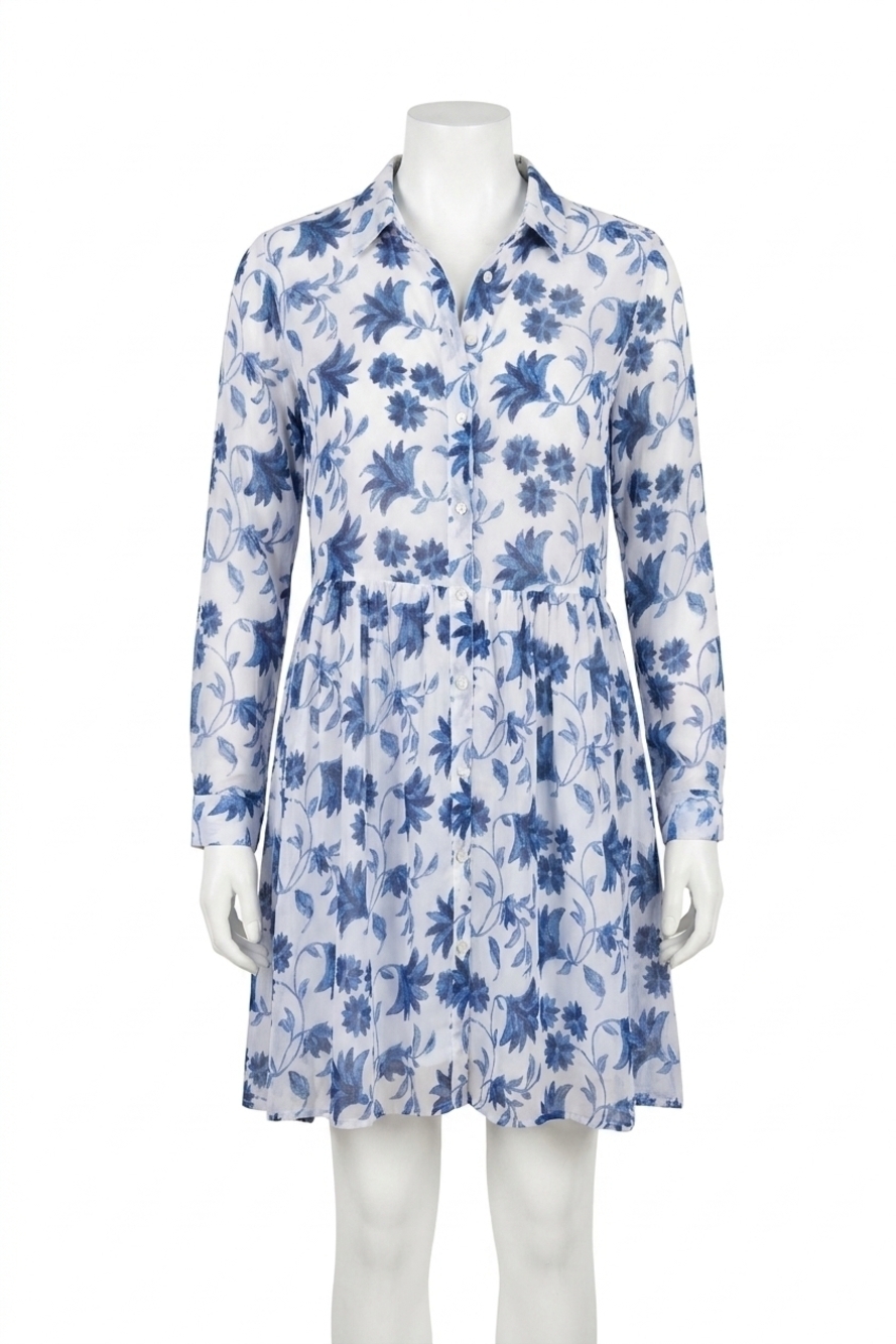 NEW OLIPHANT long sleeve shirt dress in marion blue